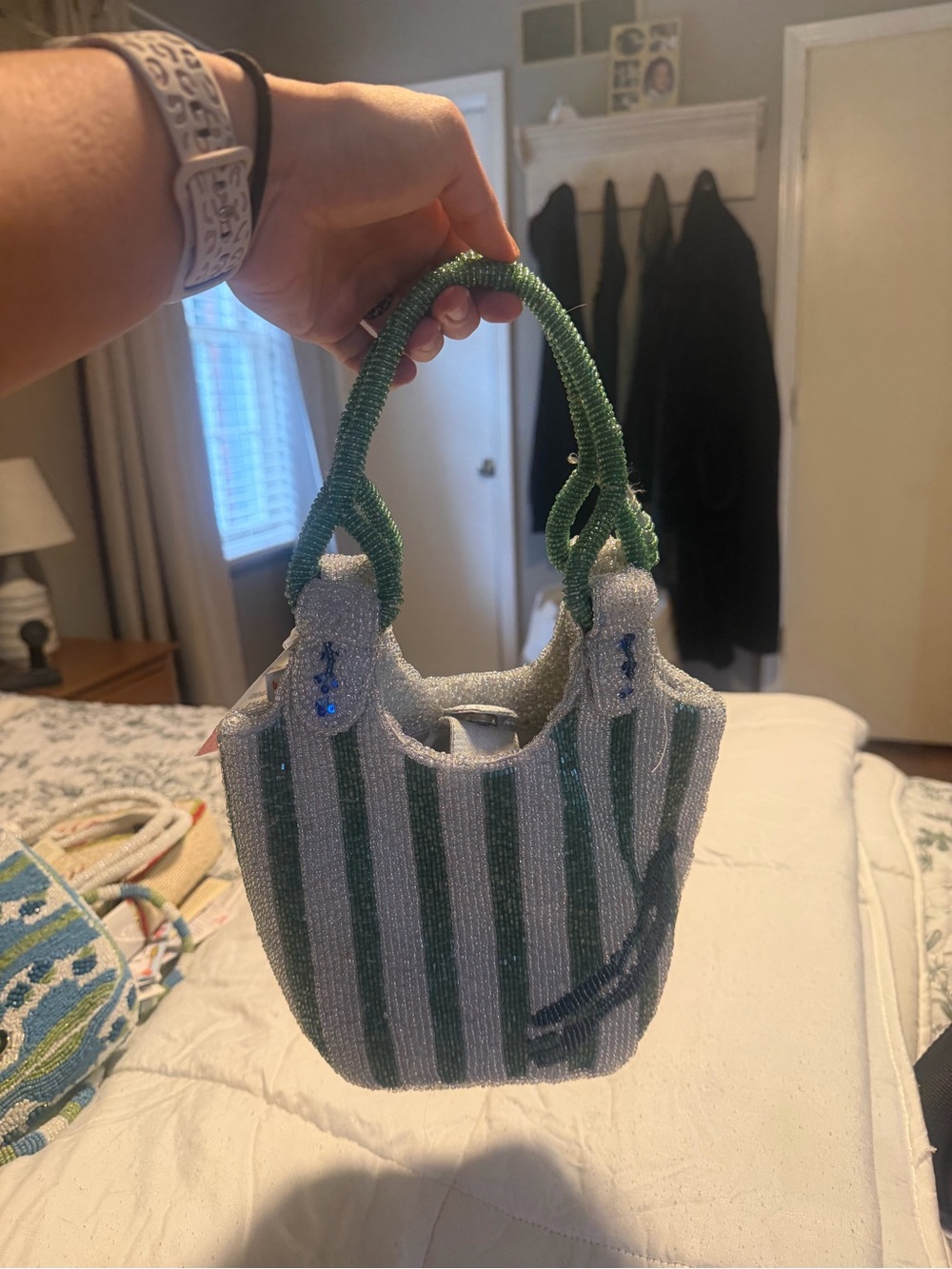 NWT Handcrafted in India Sardine Can Beaded Mini Tote Bag Tinned Fish - Picture 2 of 3